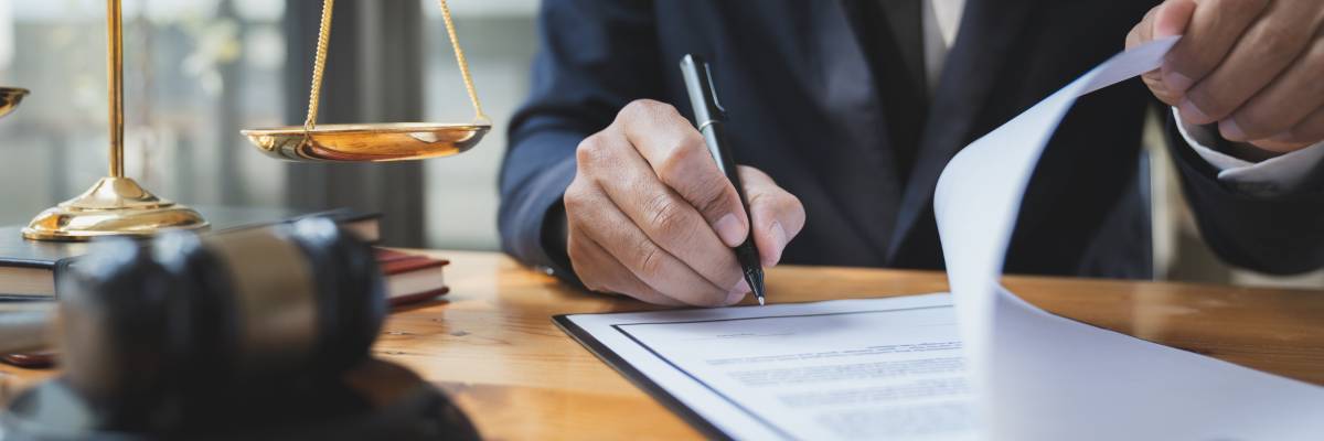  Traffic lawyer reviewing negligent driving evidence